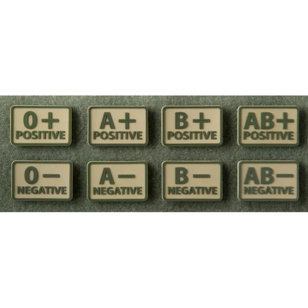 Emblemat Helikon-Tex GRUPA KRWI (komplet - 2szt.) - PVC — Khaki