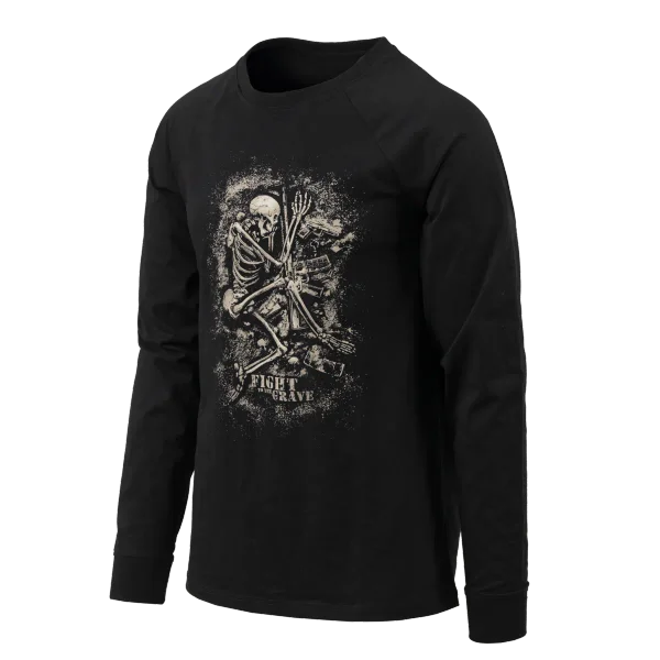 T-shirt Long Sleeve Helikon-Tex (Fight to the grave) — Black